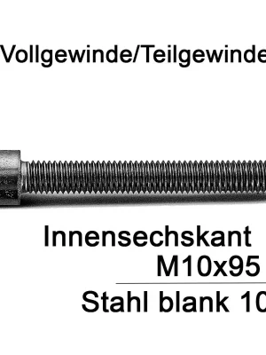 Zylinderschrauben ISO 4762 - DIN 912 - M10x95 - Innensechskant - Stahl 10.9 - 100 Stück Top-Preis