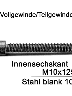 Zylinderschrauben ISO 4762 - DIN 912 - M10x125 - Innensechskant - Stahl 10.9 - 50 Stück Neu Im Sortiment