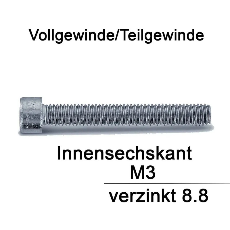Zylinderschraube ISO 4762 - DIN 912 - M3x5 - Innensechskant - verzinkt 8.8 - 500 Stück Aktuell