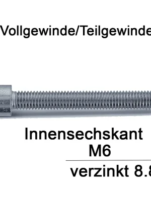Zylinderschraube ISO 4762 - DIN 912 - M6x90 - Innensechskant - verzinkt 8.8 - 200 Stück Neue Kollektion