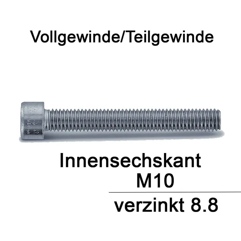 Zylinderschraube ISO 4762 - DIN 912 - M10x170 - Innensechskant - verzinkt 8.8 - 50 Stück Top-Angebot