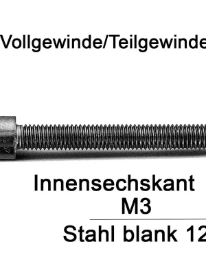 Abverkauf DIN 912 - Zylinderschraube Stahl 12.9 - M3x4 - 500 Stück