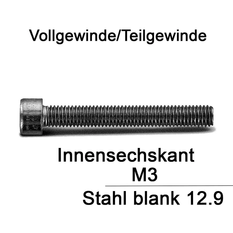 Abverkauf DIN 912 - Zylinderschraube Stahl 12.9 - M3x4 - 500 Stück