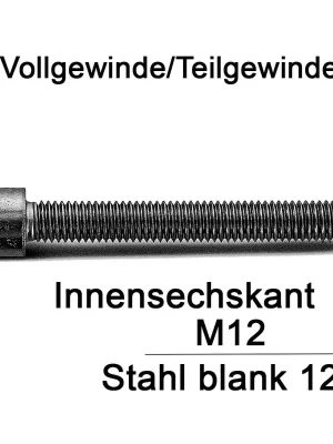 Abverkauf DIN 912 - Zylinderschraube Stahl 12.9 - M12x140 - 50 Stück