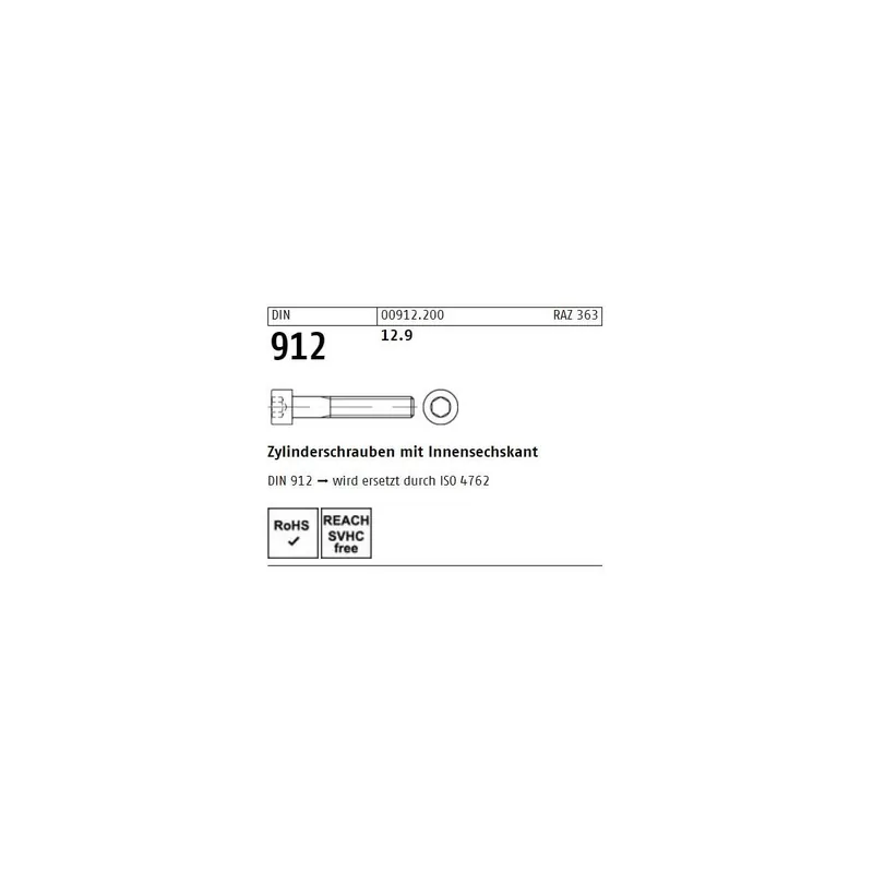 Sonderangebot DIN 912 - Zylinderschraube Stahl 12.9 - M33x80 - 1 Stück