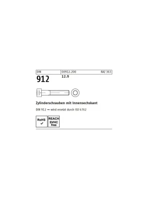 Abverkauf DIN 912 - Zylinderschraube Stahl 12.9 - M42x130 - 1 Stück