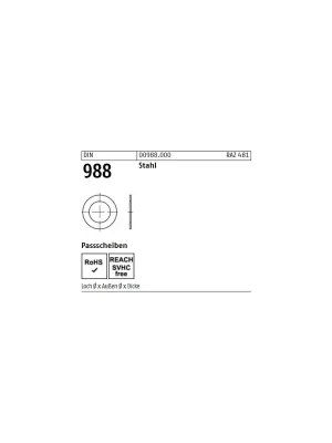 Abverkauf DIN 988 Passscheibe - Stahl - 15x21x1,5 - 100 Stück