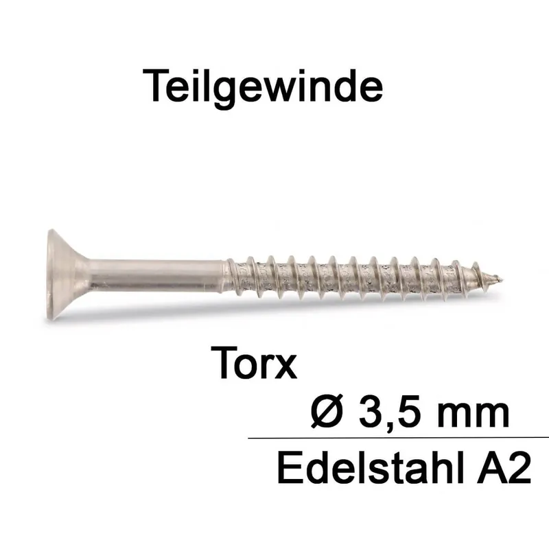 Bestseller Spanplattenschrauben - 3,5x35 - Senkkopf - Torx - Teilgewinde - A2 - 1000 Stück