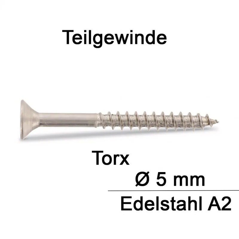 Spanplattenschrauben - 5x45 - Senkkopf - Torx - Teilgewinde - A2 - 1000 Stück Meistverkauft
