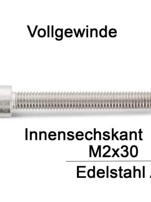 Zylinderschraube ISO 4762 (DIN 912) – M2x30 – Innensechskant – Vollgewinde – Edelstahl A2 – 1000 Stück – S&P Top-Seller