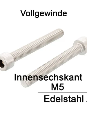 Abverkauf Zylinderschraube ISO 4762 (DIN 912) – M5x80 – Innensechskant – Vollgewinde – Edelstahl A2 – 100 Stück – S&P