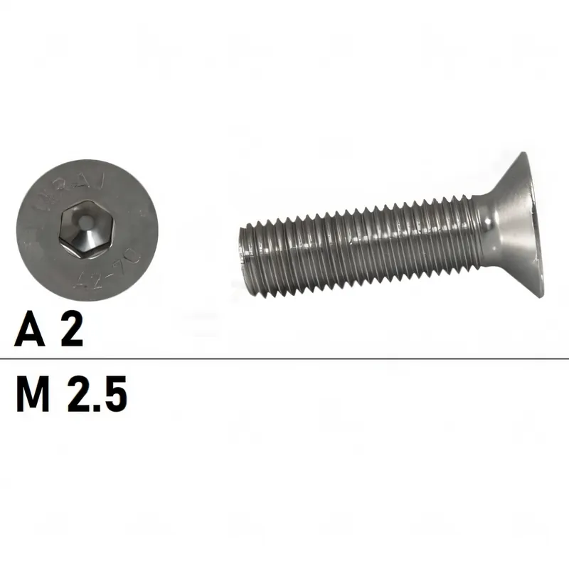 Bestpreis Senkkopfschrauben ISO 10642 - DIN 7991 - M2,5x5 - Innensechskant - A2 - 1000 Stück