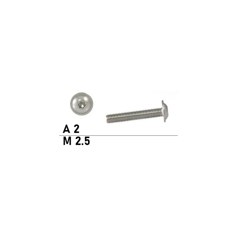 Zertifiziert Linsenkopfschrauben ISO 7380 - M2,5x14 - mit Flansch - Linsenkopf - Innensechskant - A2 - 1000 Stück