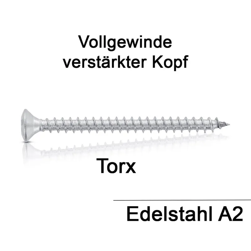Abverkauf Holzbauschrauben - 4x10 - TX20 - Linsensenkkopf - Vollgewinde - A2 - 500 Stück
