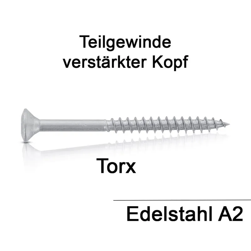 Abverkauf Art. 9046 A2 6,0X50/30 TX25 Liseko-Holzbauschrauben mit verstärktem Kopf - 100 Stück