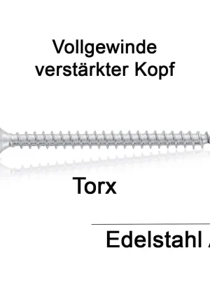 Abverkauf Holzbauschrauben - 3x35 - TX10 - Linsensenkkopf - Vollgewinde - A4 - 200 Stück