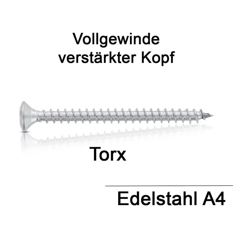 Abverkauf Holzbauschrauben - 3x35 - TX10 - Linsensenkkopf - Vollgewinde - A4 - 200 Stück