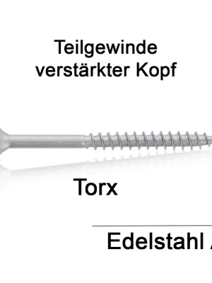 Beliebt Holzbauschrauben - 6x60/36 - TX25 - Linsensenkkopf - Teilgewinde - A4 - 100 Stück