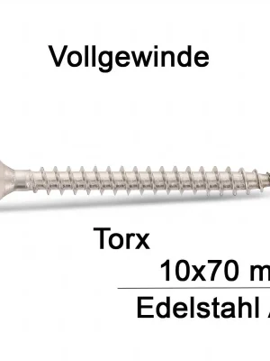 Versand Am Gleichen Tag Spanplattenschrauben - 10x70 - Senkkopf - Torx - Vollgewinde - A2 - 100 Stück