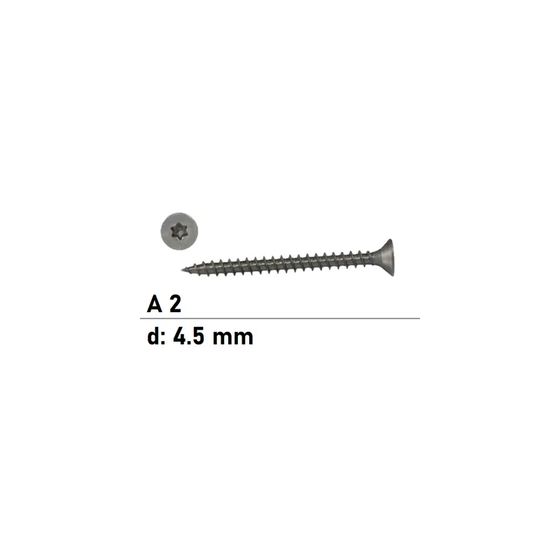 Ausverkauf Spanplattenschrauben - 4,5x12 - Senkkopf - Torx - Vollgewinde - A2 - 500 Stück