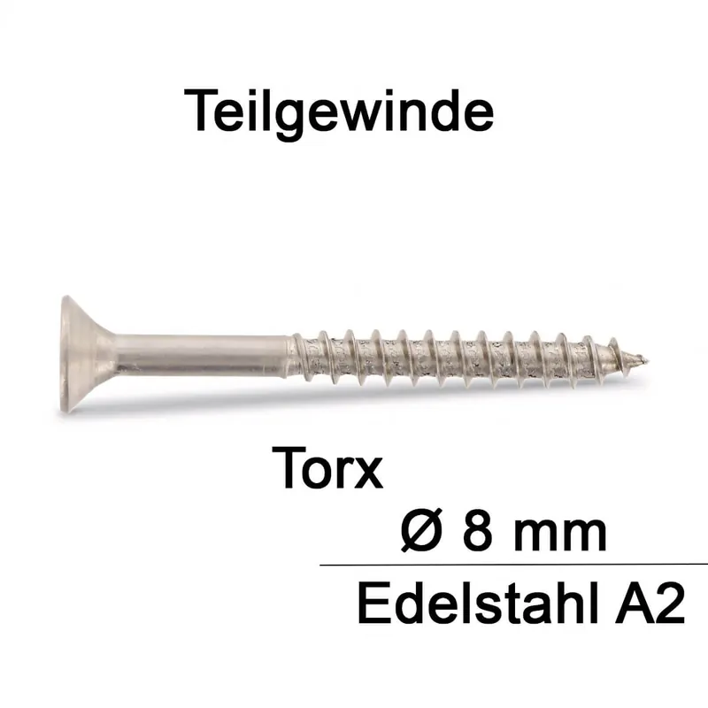 Beliebt Spanplattenschrauben - 8x130 - Senkkopf - Torx - Teilgewinde - A2 - 100 Stück