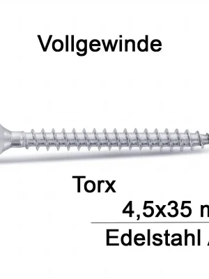 Wochenendangebot Spanplattenschrauben - 4,5x35 - Senkkopf - Torx - Vollgewinde - A4 - 200 Stück