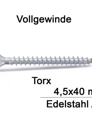 Bestseller Spanplattenschrauben - 4,5x40 - Senkkopf - Torx - Vollgewinde - A4 - 200 Stück