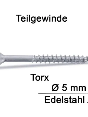 Top-Seller Spanplattenschrauben - 5x110 - Senkkopf - Torx - Teilgewinde - A4 - 100 Stück