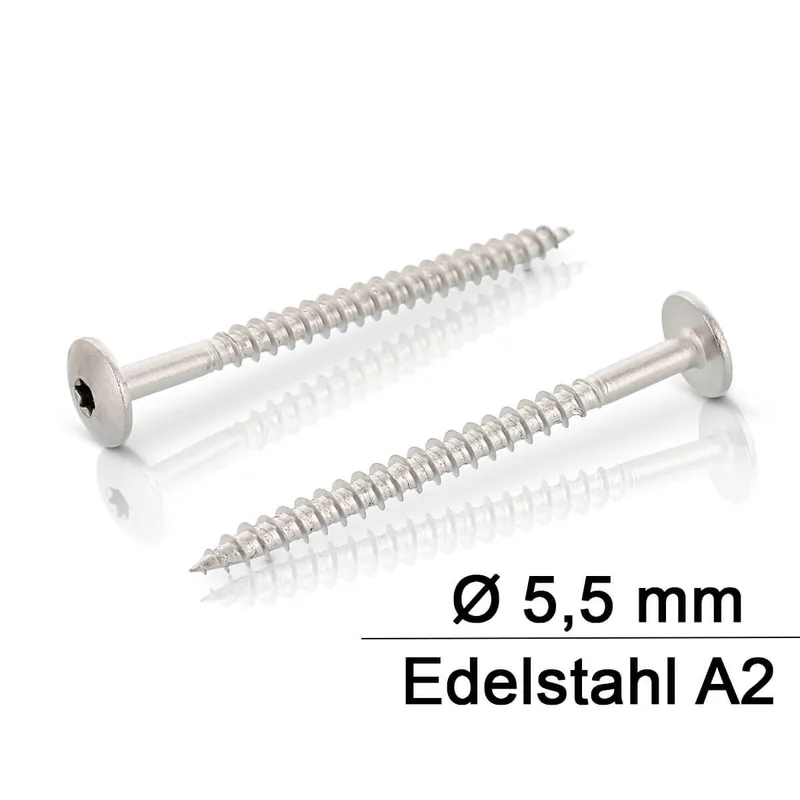 Trespo Flachrundkopf-Holzschrauben - A2 - 5,5x45 - TX20 - 100 Stück Neu Im Sortiment