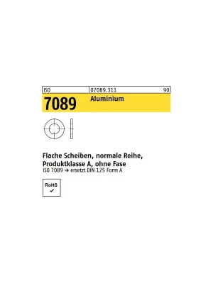 Abverkauf ISO 7089 Aluminium Flache Scheiben, normale Reihe, Produktklasse A, ohne Fase - Abmessung 12 (100 Stück)