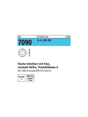 Abverkauf ISO 7090 flache Scheiben Edelstahl A4 200HV 6mm 1000St.