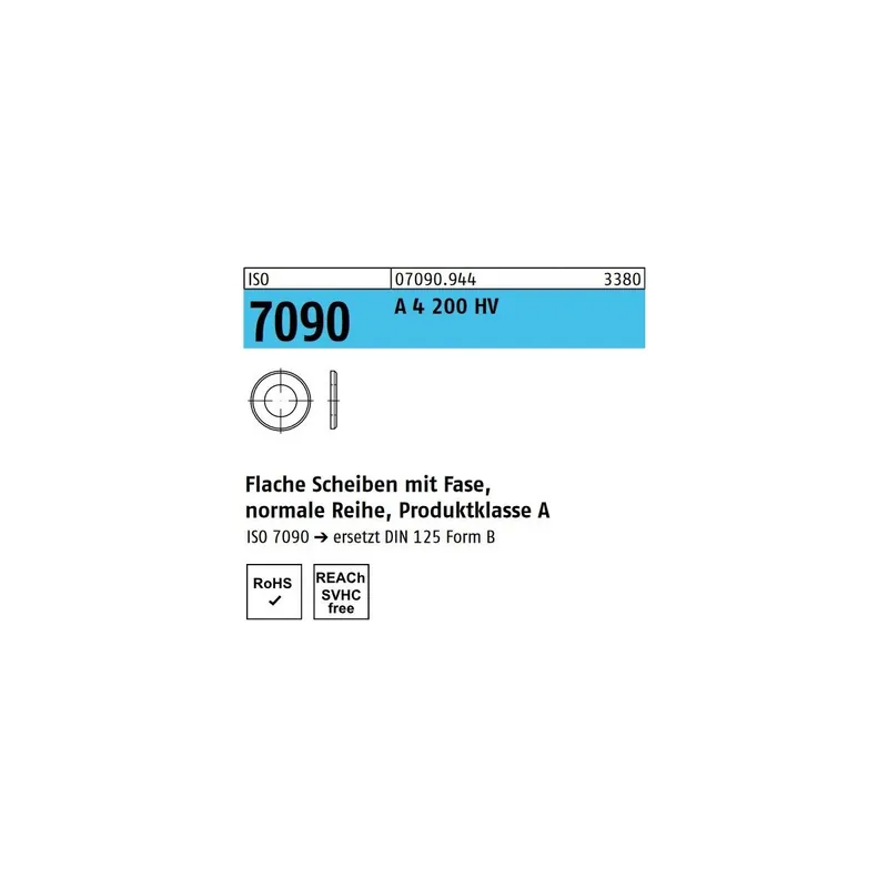 Abverkauf ISO 7090 flache Scheiben Edelstahl A4 200HV 6mm 1000St.