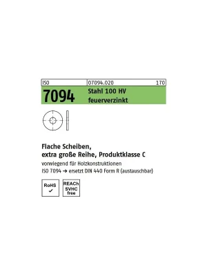 Abverkauf Bauscheiben - DIN 440R - ISO 7094 - M10 - Form R - feuerverzinkt - 100 Stück