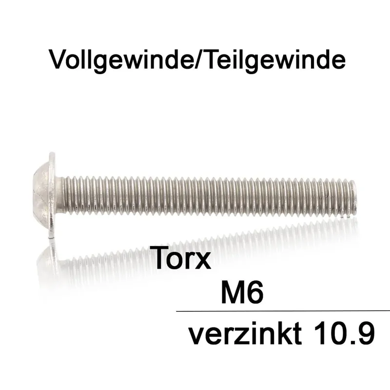 Mega-Angebot ISO 7380 Flachrundkopfschrauben mit Flansch TX Stahl 10.9 verzinkt - Durchmesser M6 6 500