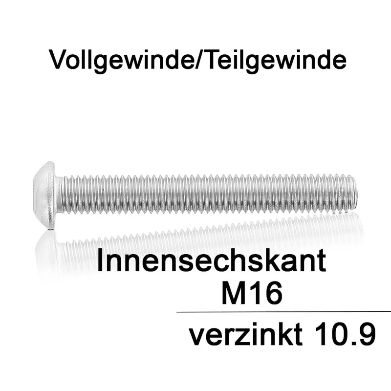 Abverkauf ISO 7380 Linsenkopfschraube - verzinkt - 10.9 - ISK - M16x40 - 100 Stück
