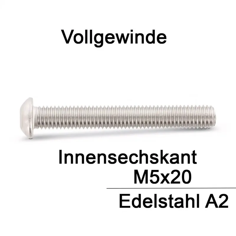 Wochenendangebot Linsenkopfschrauben ISO 7380 - M5x20 - Linsenkopf - Innensechskant - A2 - 500 Stück