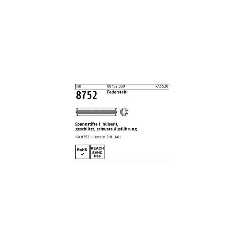 Bestpreis ISO 8752 Spannhülse Federstahl 14x30 25St.