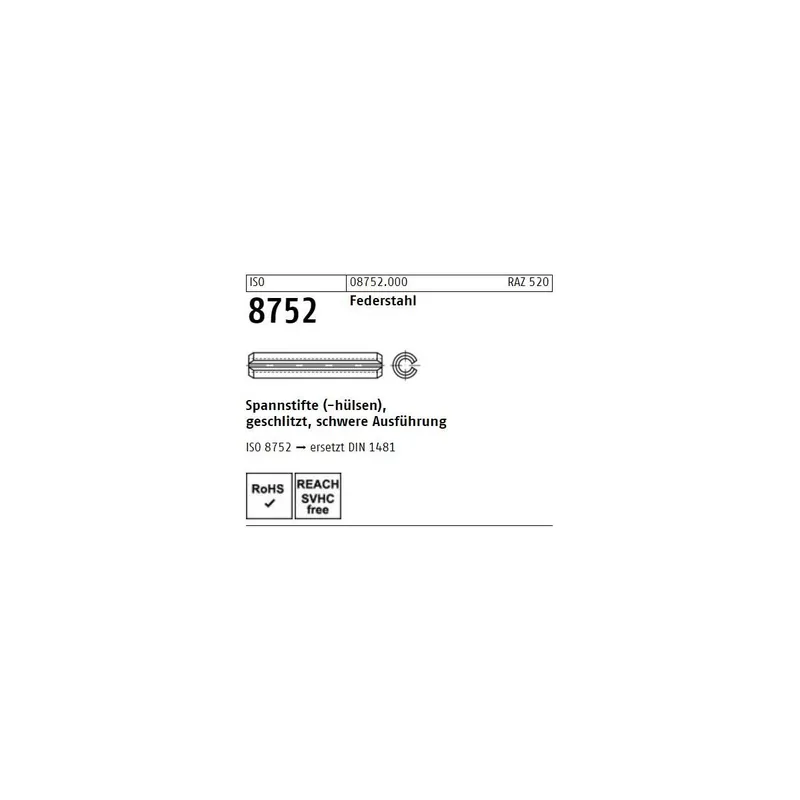 Abverkauf ISO 8752 Spannhülse Federstahl 3,5x28 200St.