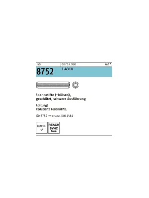 Abverkauf ISO 8752 Spannhülse Edelstahl A2 1,5x20 100St.