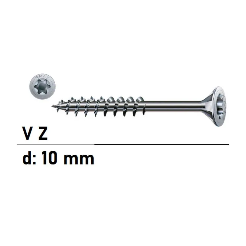 Spanplattenschrauben SPAX - 10x200 - Senkkopf - Torx - Teilgewinde - WIROX - verzinkt - 50 Stück Begrenztes Angebot
