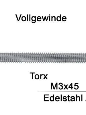 Beliebt ISO 14581 Senkkopfschraube A2 - Vollgewinde - M3x45/45 Tx10 - 500 Stück