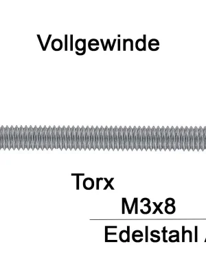 Abverkauf ISO 14581 Senkkopfschraube A2 - M3x8 Tx10 - 500 Stück