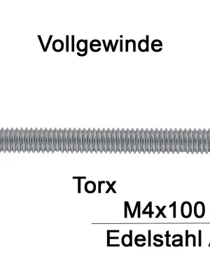 Bestpreis ISO 14581 Senkkopfschraube A2 - M4x100/100 Tx20 - 200 Stück
