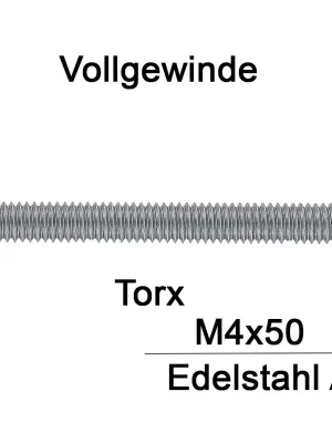 Wochenendangebot ISO 14581 Senkkopfschraube A2 - Vollgewinde - M4x50/50 Tx20 - 500 Stück