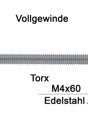 Bestpreis ISO 14581 Senkkopfschraube A2 - M4x60/60 Tx20 - 500 Stück