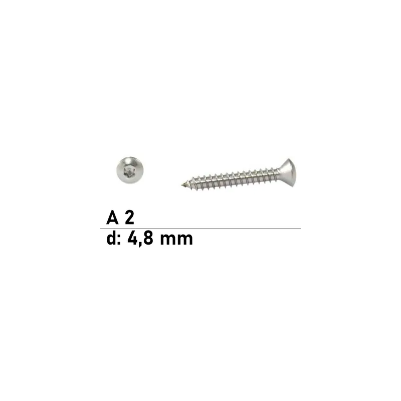 Abverkauf ISO 14587 A2 C 4,8X80 TX25 - Linsensenk-Blechschrauben mit Innensechsrund - 200 St