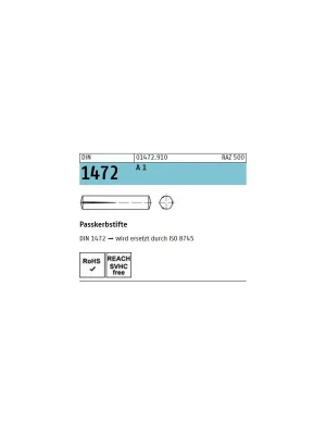 Zertifiziert DIN 1472 Kegelkerbstift A1 - 4x20 - 200 Stück
