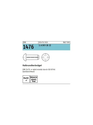 Zertifiziert DIN 1476 - Halbrundkerbnägel - 3x4 - Edelstahl A2 - 500 Stück