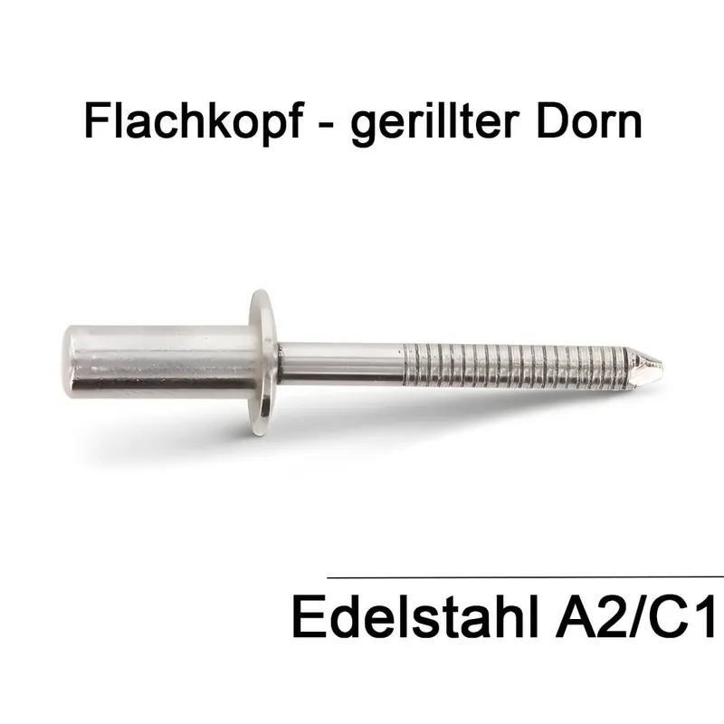 Angebot Dichtblindnieten - ISO 16585 - 4x14 - A2 / C1 - Flachkopf mit gerillten Nietdorn - 500 Stück