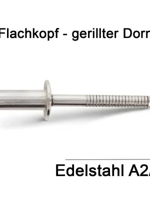 Beliebt Dichtblindnieten - ISO 16585 - 6,4x20 - A2 / C1 - Flachkopf mit gerillten Nietdorn - 250 Stück